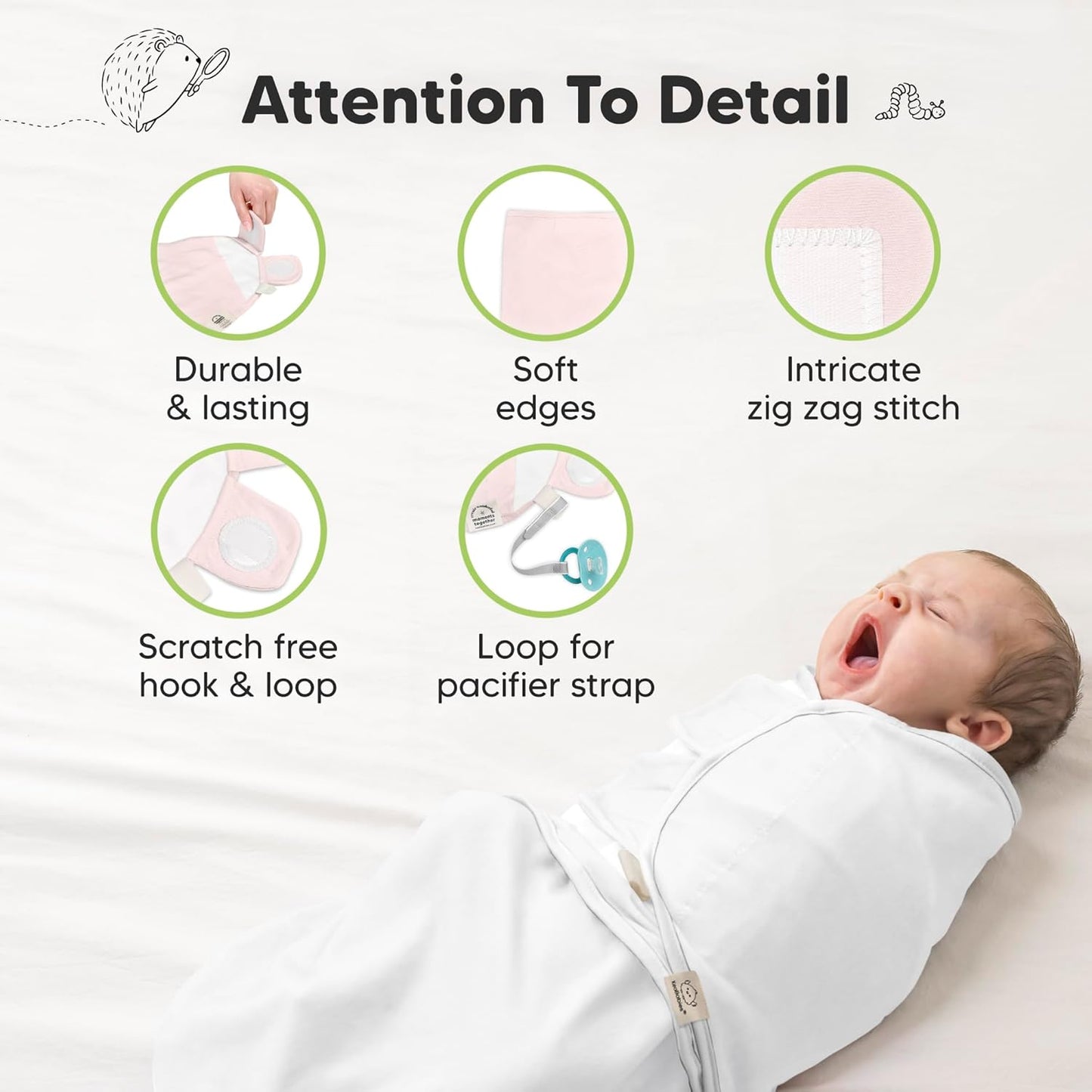 Skiennix Organic Baby Swaddle Sleep Sacks - Soft & Snug for Newborns 0-3 Months | 3-Pack in Candy