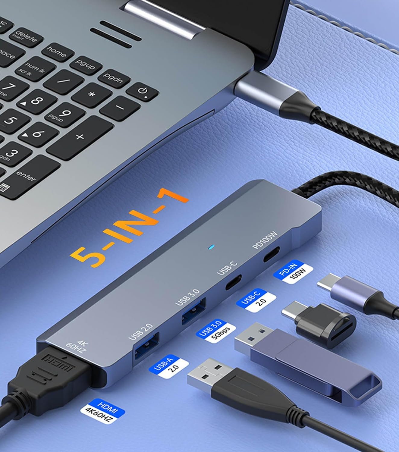 vienon 4K@60Hz, 100W 5Gb USB C Hub, USB C to HDMI Adapter USB Type C Adapter Dongle with PD, USB-A &C Ports, Docking