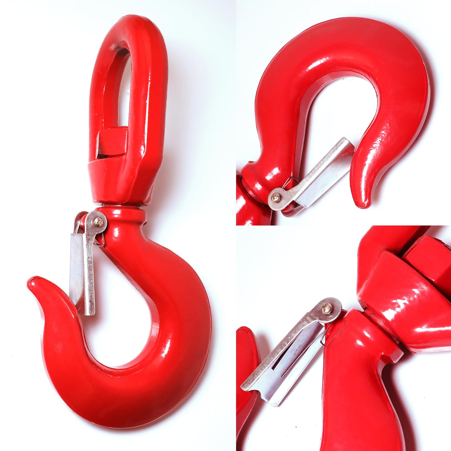 SCIEO 15 Ton Swivel Hook for Lifting - Heavy Duty Swivel Lifting Hook with Safety Latch | Self Locking Rigging Swivel Hook Grade 80 Hoist Swivel Eye Sling Hook for Crane with 33069 lbs Load Capacity