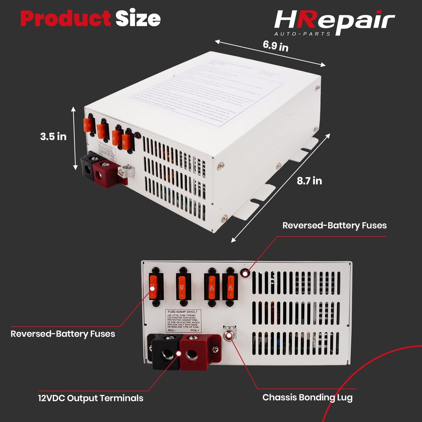 HRepair PM3 100 Amp RV Power Converter 100A 110V AC to 12V DC 100 Amp Battery Charger RV Power Converter Replacement PM3-100LK PM4-100丨White
