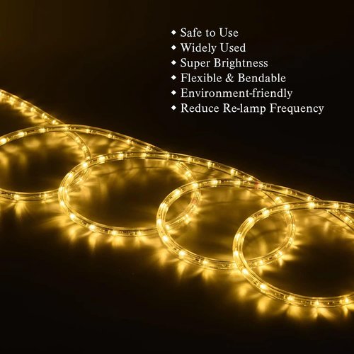 40ft LED Rope Lights - Warm White Waterproof Lighting | Connectable & Flexible for Patios, Gardens, Walkways