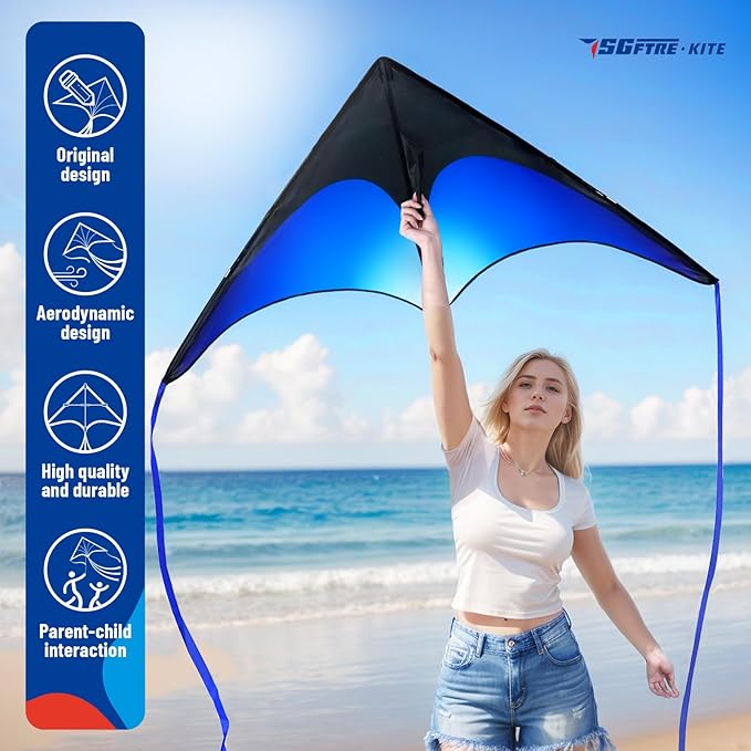 Delta Kite Set for Kids and Adults，Extremely Easy to Launch for Beginners, Perfect for Beaches and Parks，Kites for Beach Trip Park Family Outdoor Games and Activities