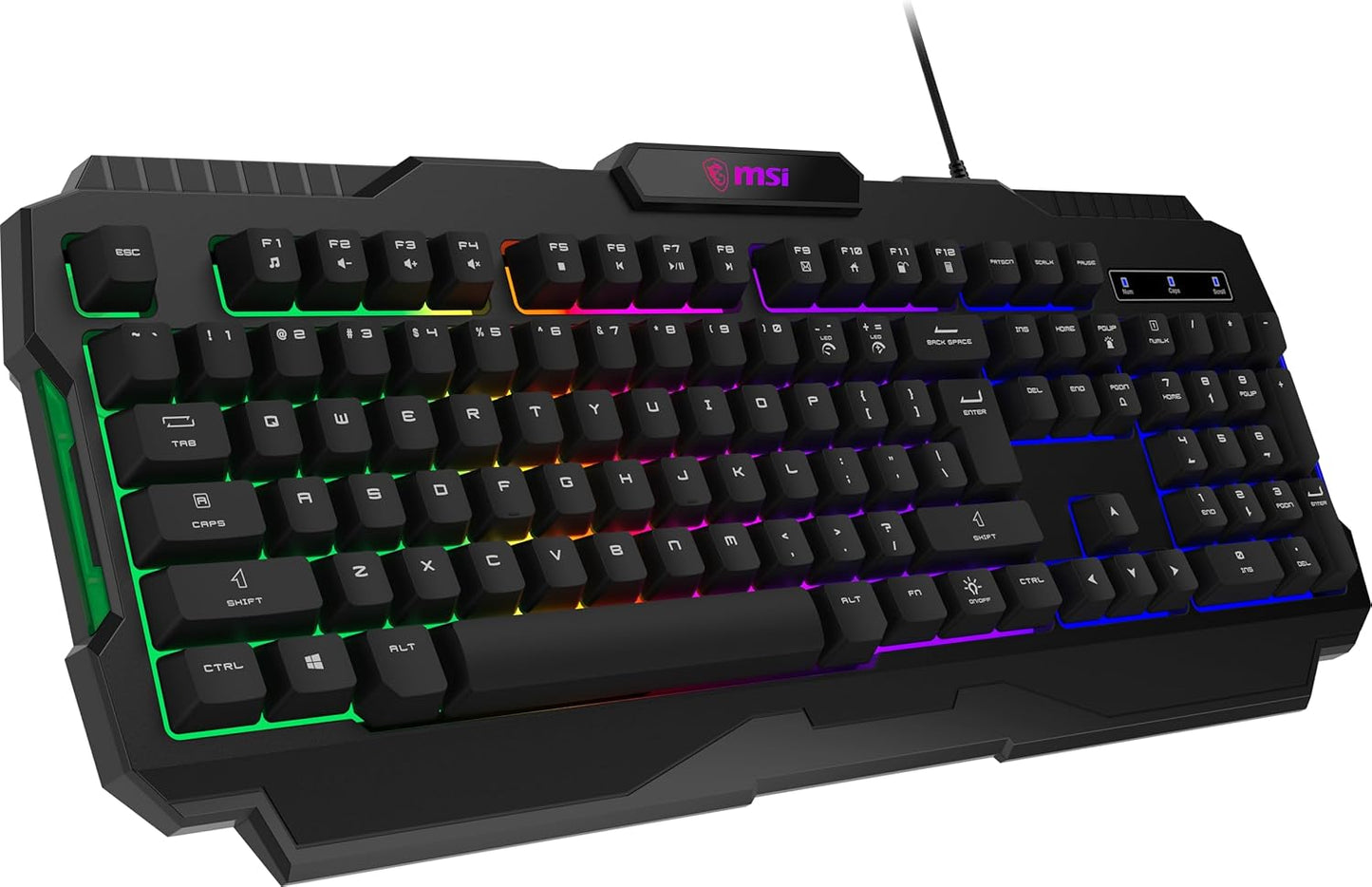 msi GK100 Forge US - Membrane Keyboard, RGB, Ergonomic, Anti-GHOSTING, Angle-Adjustable (Black)