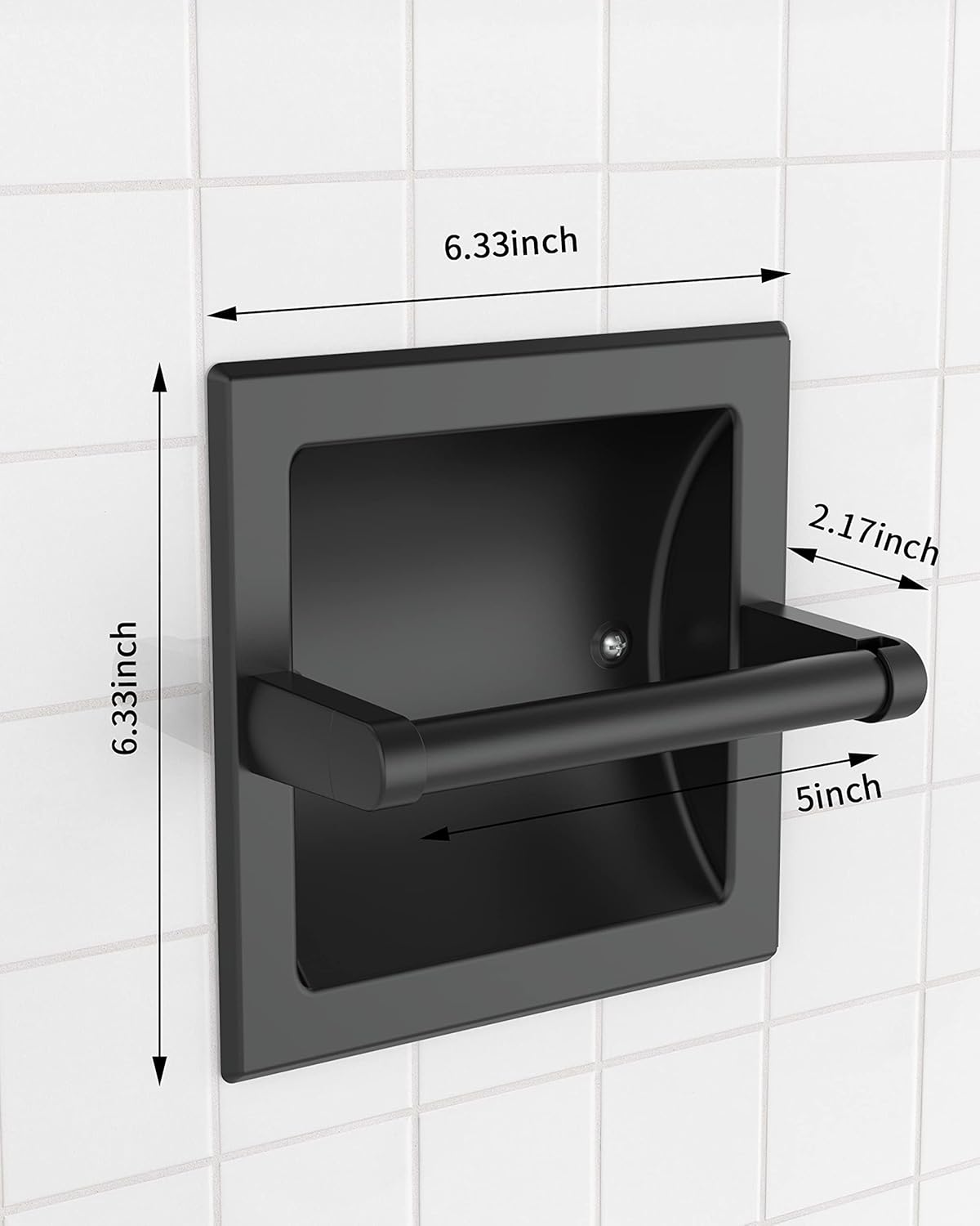 Skiennix Matte Black Toilet Paper Holder - Pivoting Wall-Mount Design for Large Rolls