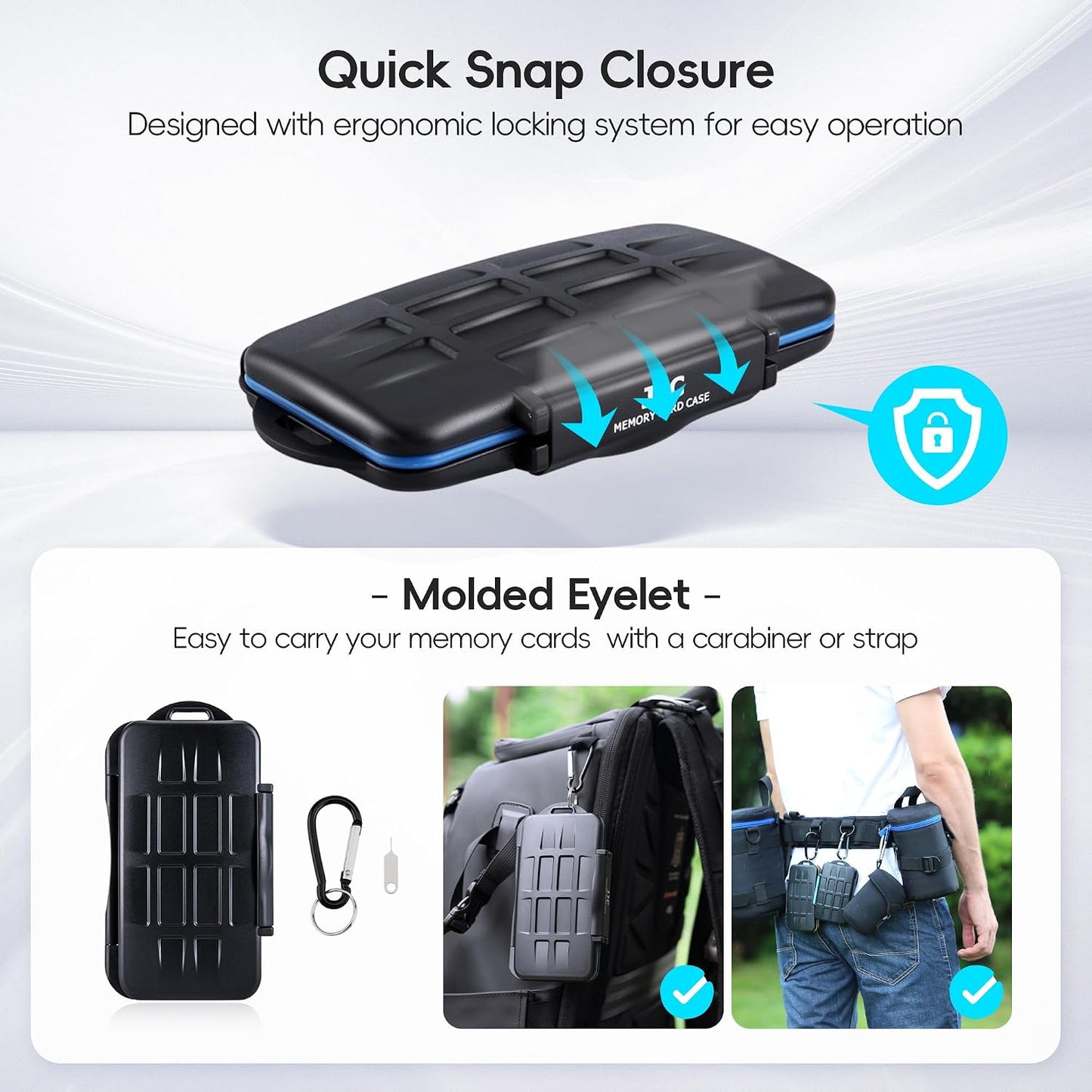 JJC 6 12 18 Memory Card Case for Cfast Compact Flash Cards, SD Cards & Micro SD Cards, Water-Resistant SD CF Card