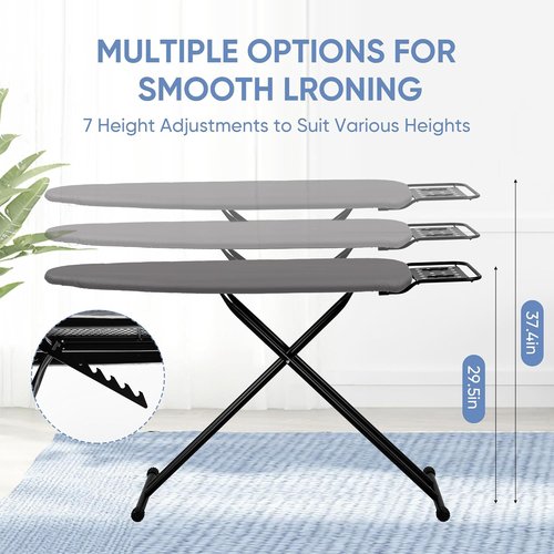 Jakeefud Full Size Ironing Board - 47" X 15" with Heat Resistant Cover & Adjustable Height