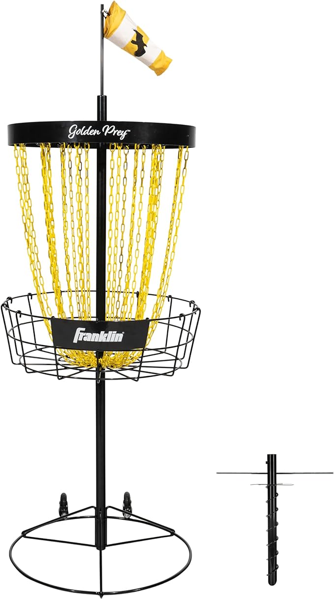 Franklin Sports Disc Golf Baskets - Portable Disc Golf Target with Chains Included - Disc Golf Basket Stand Equipment for Hole + Course Creation