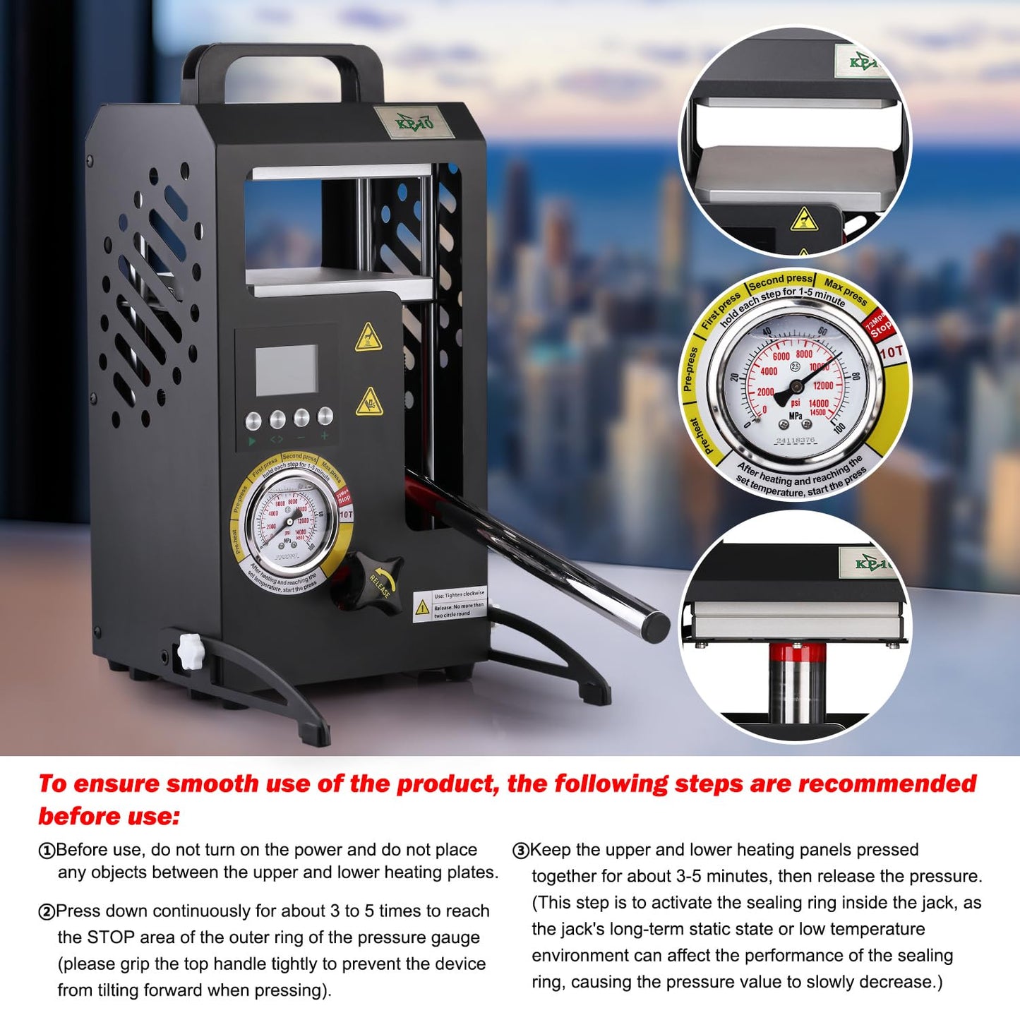 10 Tons Heat Press Machine with 5.5" X 5.5" Dual Heated Plates Manual Press with LCD Digital Display Screen & Precise Pressure Gauge 110V/220V