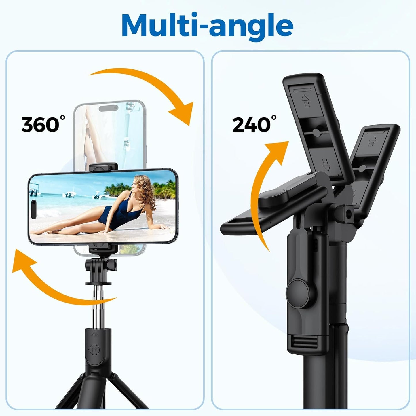 Aourxiv Selfie Stick Tripod, Retractable Selfie Stick Tripod with Wireless Remote Control, for Photograph, Live