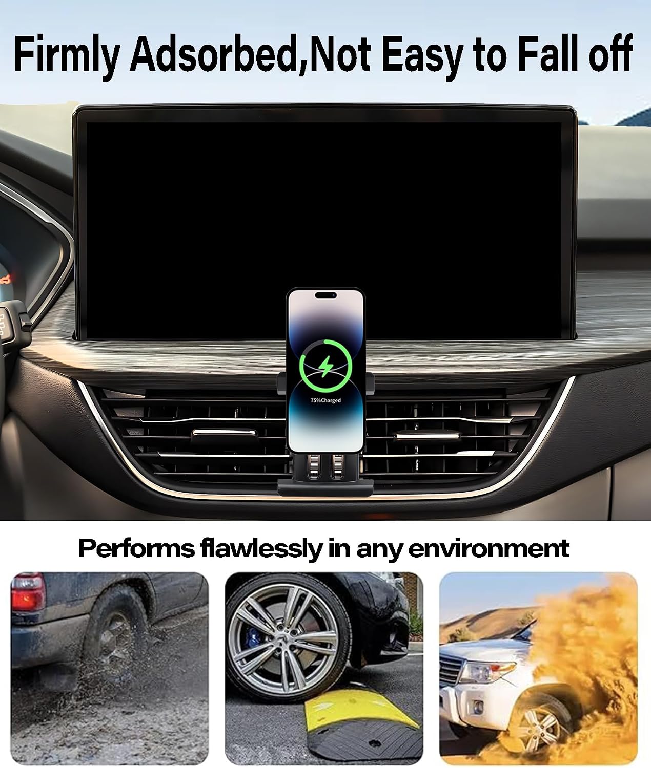 AbeeyGeomarn 2020 2021 2022 2023 2024 15W 360 Car Phone Holder for Ford Escape Accessories Fast Wireless Charger