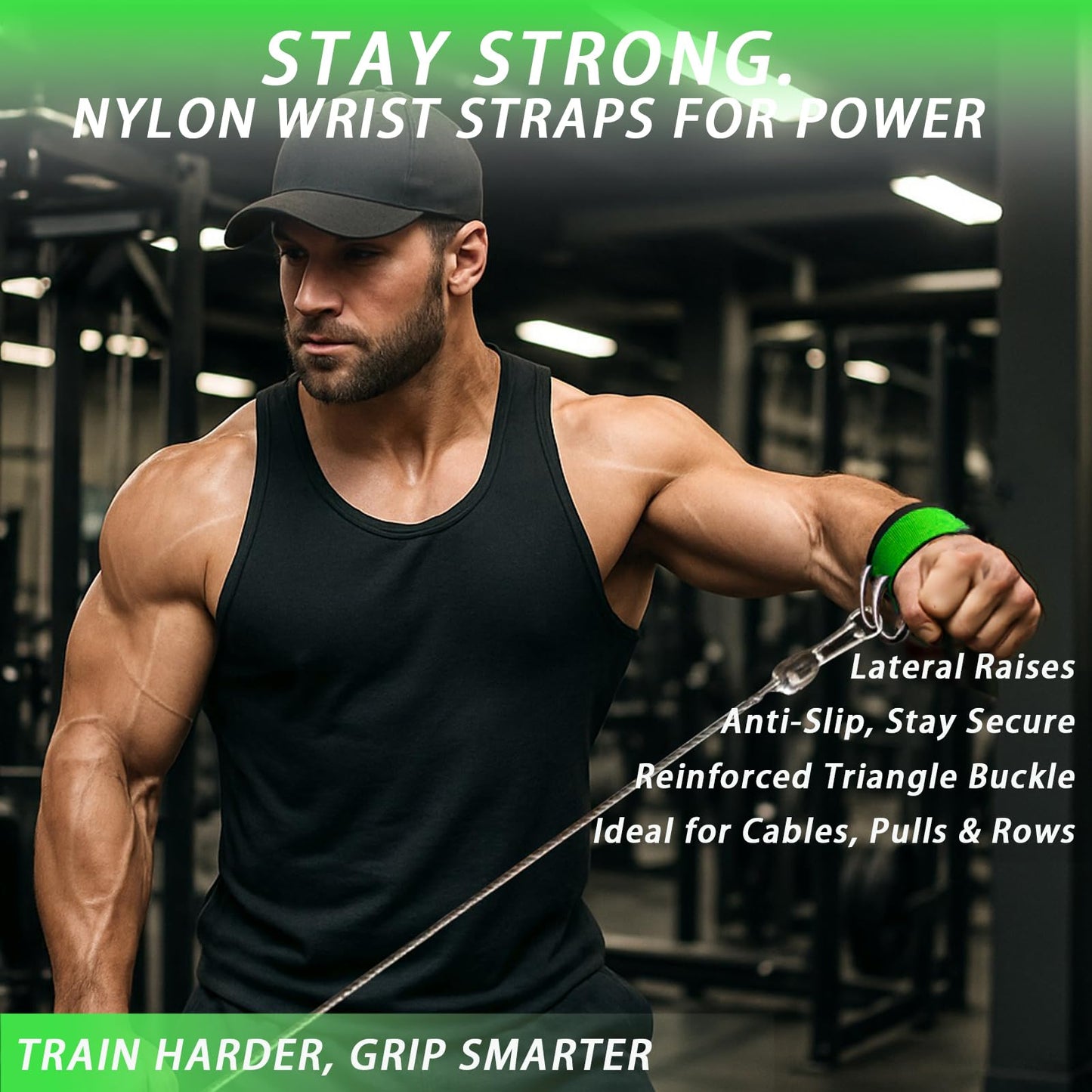 J Bryant Wrist Cuffs for Cable Machine Lateral Raise – Heavy Duty Double D-Ring Straps with Padded Neoprene – Comfortable Adjustable Wrist Support for Gym Pulley System – 2 Sizes for Men & Women