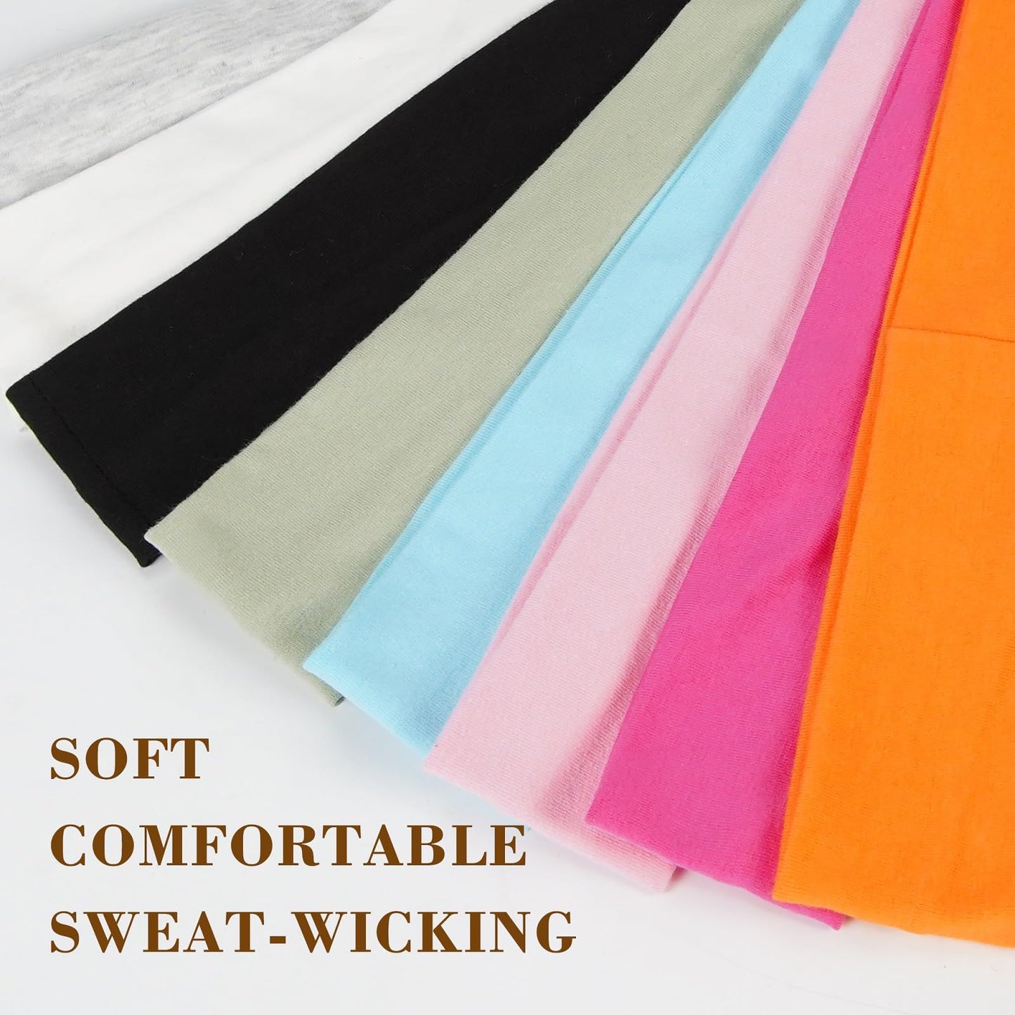 8PCS Soft Elastic Stretch Workout Sports Headbands for Women - Soft Cloth, Sweat-Absorbing, Colourful Athletic Headbands for Girl's Hair, Ideal for Yoga,Running and Gym (Mix)