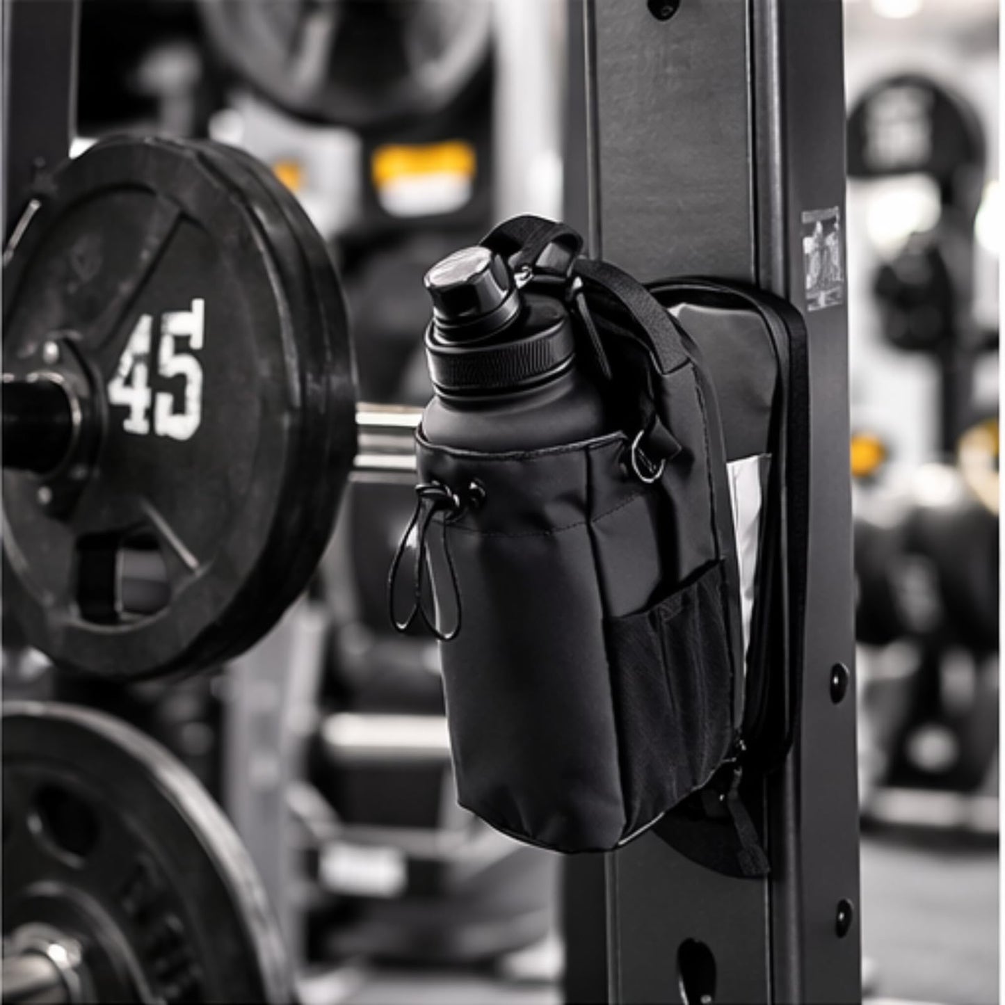 Magnetic Gym Bag Water Bottle Carrier Holder with Phone Pockets & Shoulder Strap,Magnetic Bag Gym Accessories Organizer for Men Women