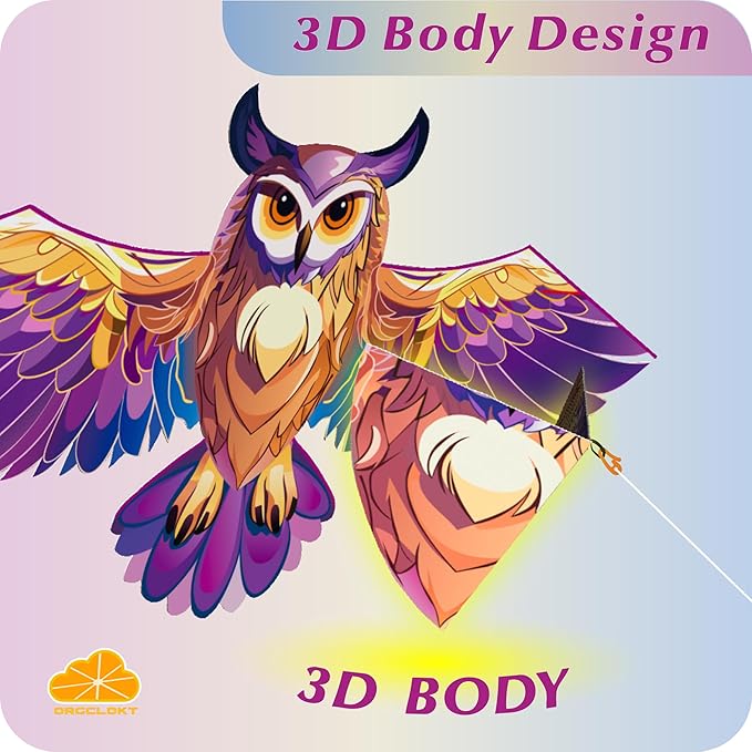 ORGCLDKT- 3D Lifelike Style Bird/Eagle Kite, Super Easy to Fly with, Ideal for Kids, Adults, Girls, Boys. Kites for The Beach, Grassland, Hiking