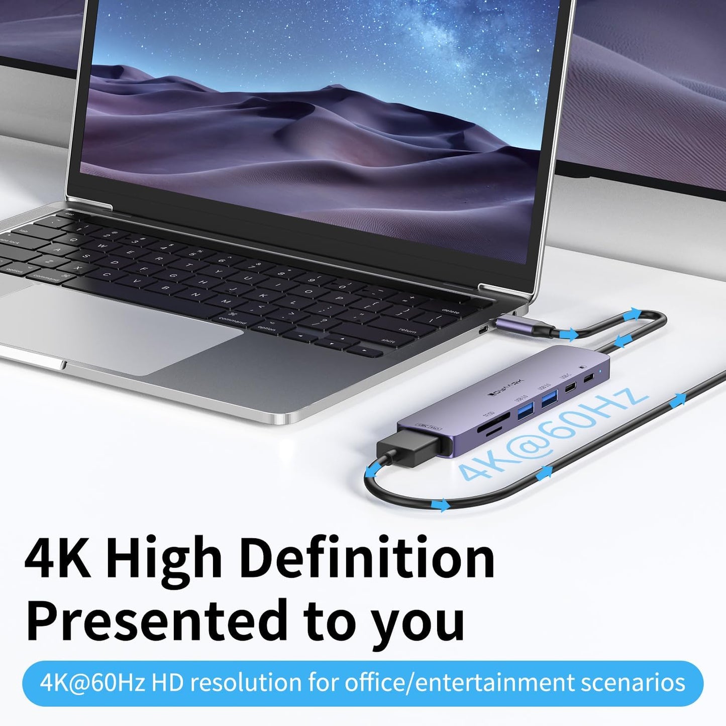 Loya Ark 4K60hz Pro,2 3.0 1 5Gbps 4K60hz 100W Charging,SD/TF3.0 USB C HUB,USB C to HD Multi-Port Adapter for MacBook