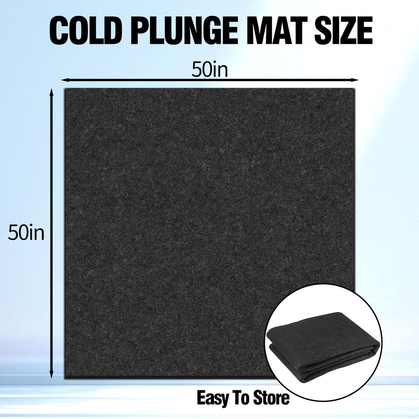 Cold Plunge Protective Floor Mat, 50"X50" Ice Bath Tub Mat Indoor Outdoor, Protector Mat for Cold Plunge Tub Ice Bath Tub, Waterproof Slip-Proof Backing, Cold Plunge Ice Bath Accessories