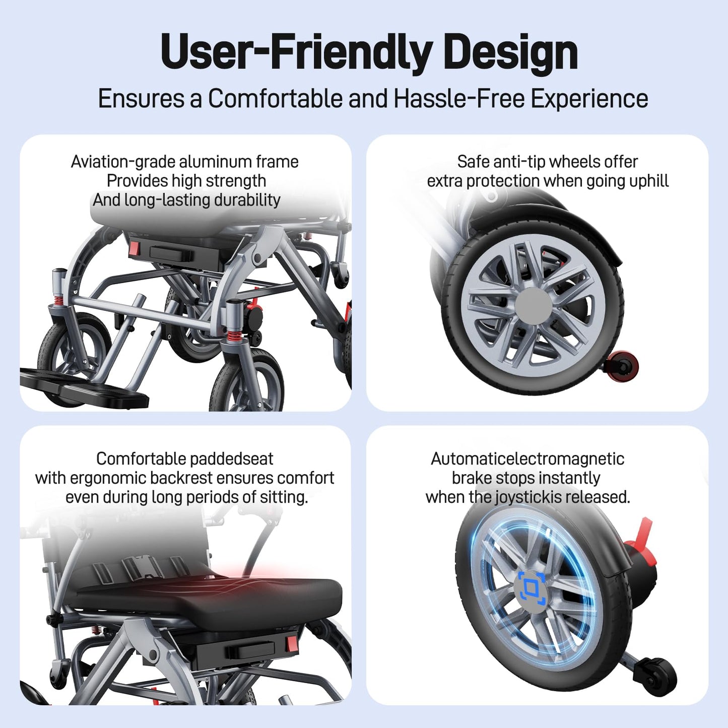 Electric Wheelchairs for Adults ZENBON, 16 Miles Cruise Range, Manual Foldable Powered Wheelchair, Intelligent Motorized Wheelchairs for Seniors, Portable All Terrain Electric Mobility Chair 633A