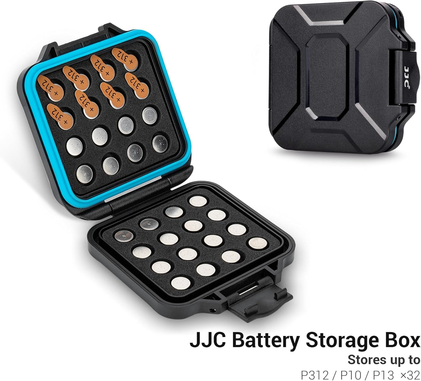 JJC 312 13 10 LR41 32x A312 Size312 P312 P13 P10 AG3, Size Battery Case Holder Storage, Water-Resistant Anti-Shock