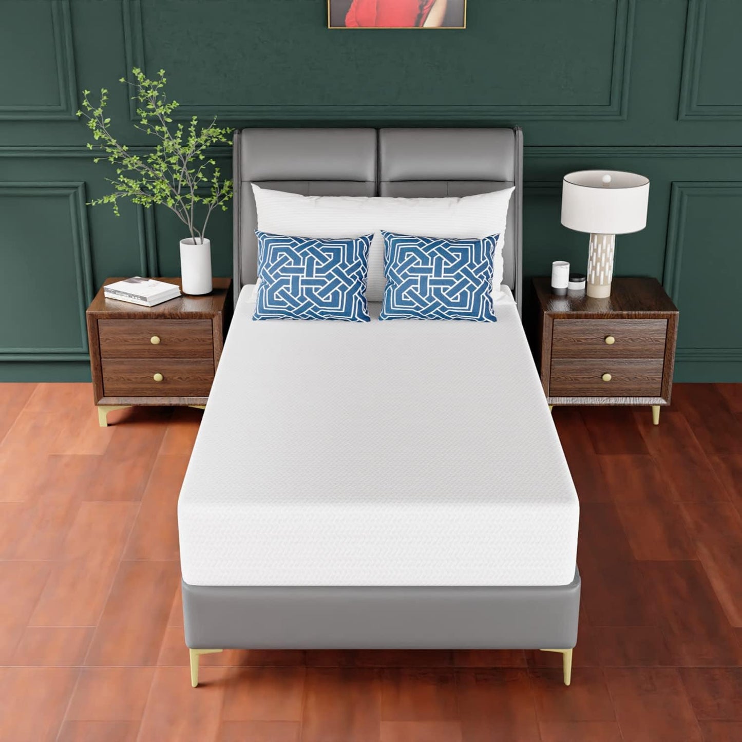 PayLessHere Twin Mattress - 10 Inch Green Tea Memory Foam, CertiPUR-US Certified, Medium-Firm, Removable Cover