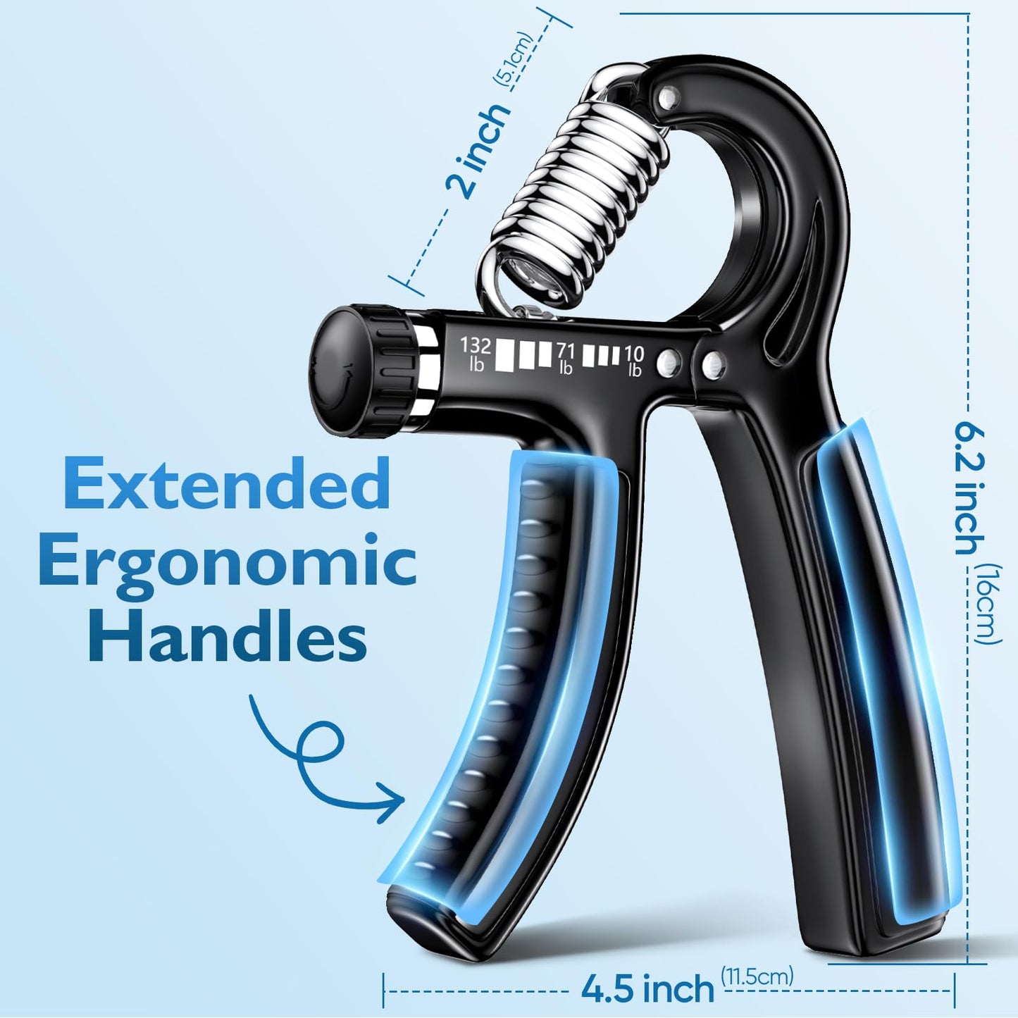 FitBeast Grip Strengthener Forearm Strengthener, Adjustable Hand Grip for Strength Training & Rehabilitation, 10-132 lbs Resistance, Ideal for Athletes and Physical Therapy (1 Piece Black)