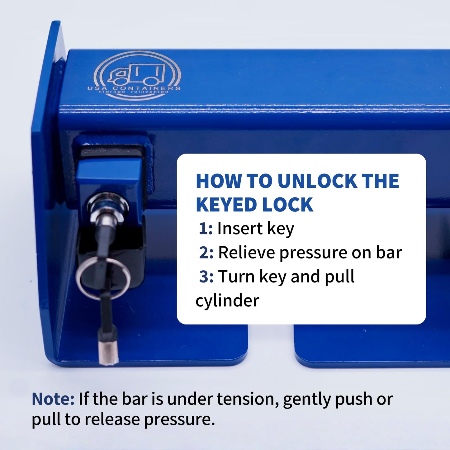 Heavy-Duty Shipping Container Door Lock Bar – USA Containers Adjustable 3/16" Steel Cargo Lock, Keyed Security, Fits 9.75"–16" Doors for Containers, Trailers & Storage Units