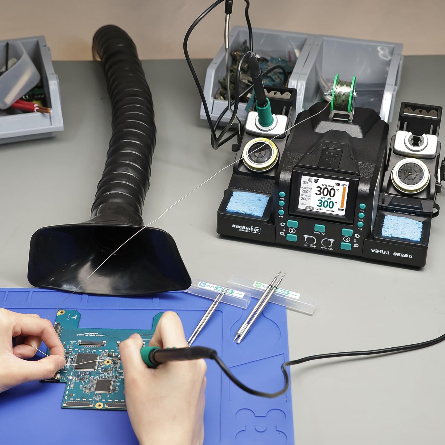 YIHUA 982D-II 2-IN-1 Digital Soldering Iron Kit, Precision Soldering Station with C210 and C245 Precision Soldering Iron, Auto Calibration, Adaptive Display, PID Temperature Control, Rapid Heating