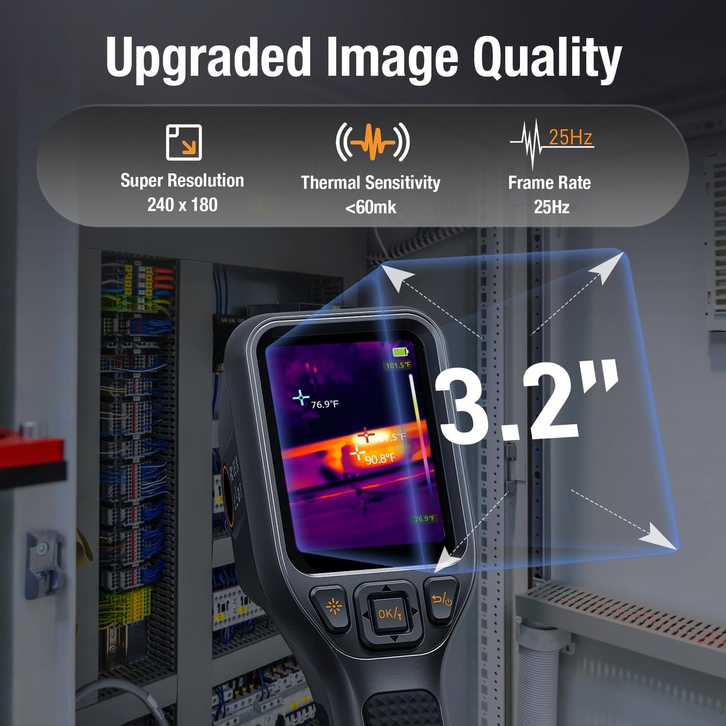 Teslong TTM120S Thermal Imaging Camera, Super Resolution 240 x 180, 3.2" LCD Screen Handheld 25 HZ Refresh Rate Infrared Imager, 120 x 90 IR Resolution