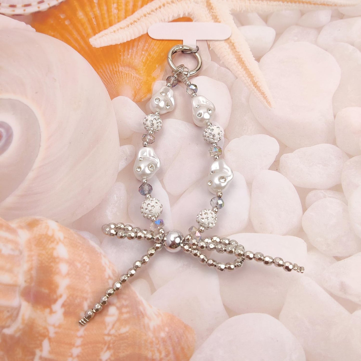 cioatu Cute Phone Wrist Strap Chic Beaded Cellphone Lanyard with Tether Tab Phone Charm Grip Strap for PhoneBag Purses