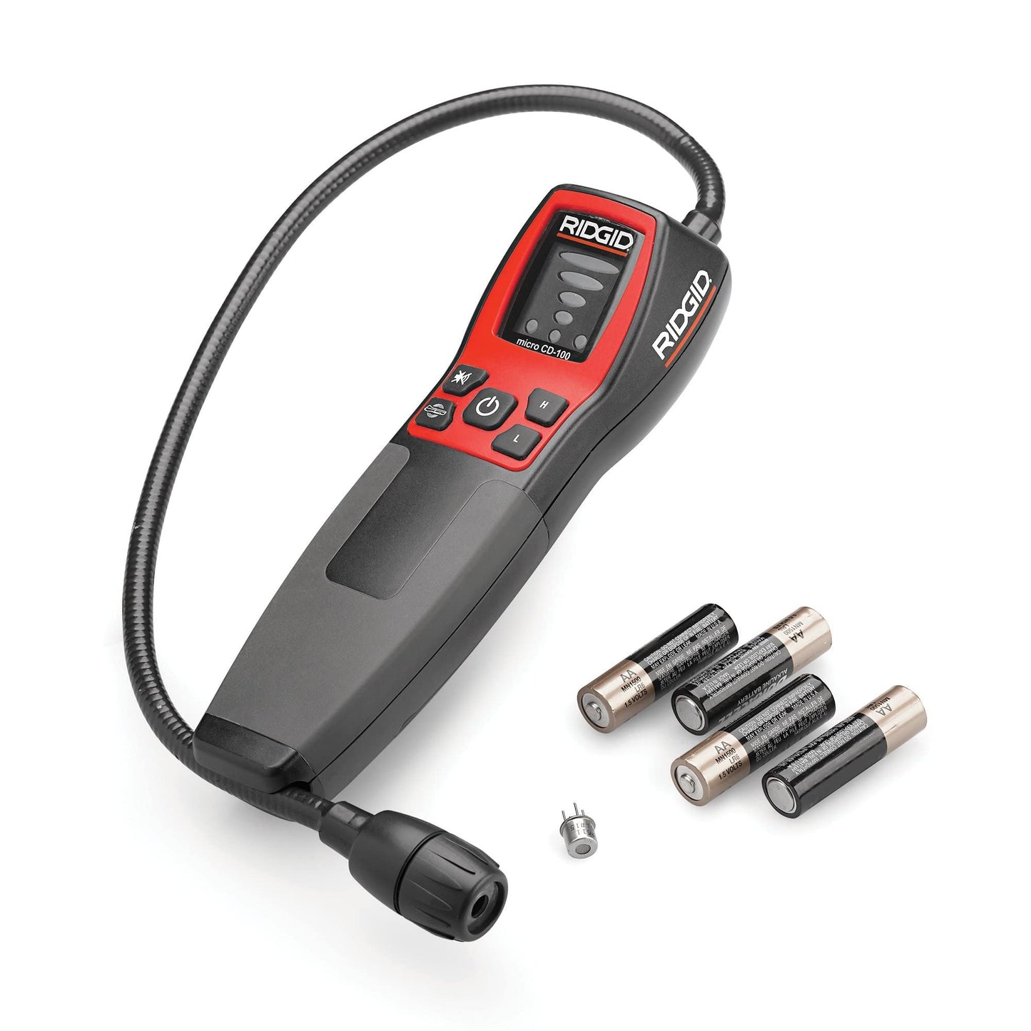 RIDGID 36163 CD-100 Micro Combustible Gas Handheld Diagnostic Detector with 16" Flexible Probe and Visual, Audible, and Vibration Alarms