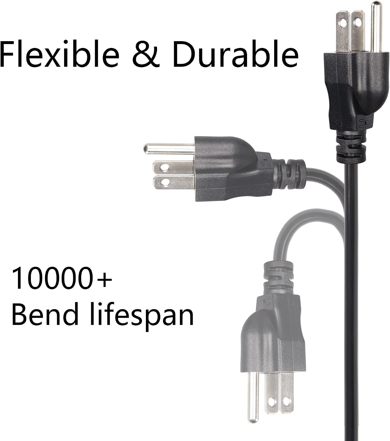 CERRXIAN 4.92FT 18AWG 3 5-15P 90 320 C13 10A/125V, Right Angle Prong Computer Power Cord, NEMA to Degree IEC Monitor TV