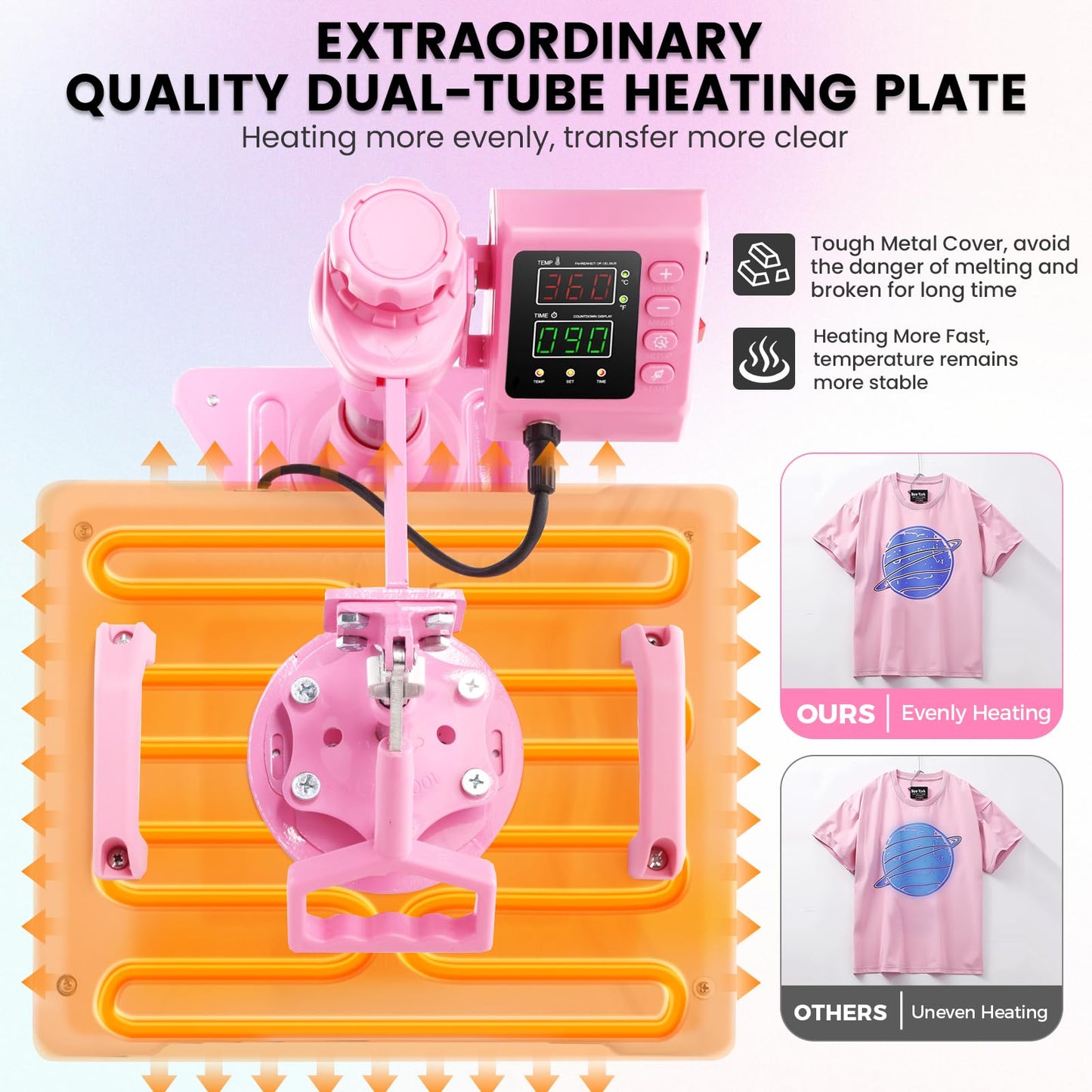 Whubefy Heat Press 12x15 inch 8 in 1 Combo with Tumbler Press, 360° Swing Away Digital Shirt Press Machine, Industrial-Quality Heat Transfer Sublimation for T-Shirt/Tumbler/Mug/Hat/Cap/Plate