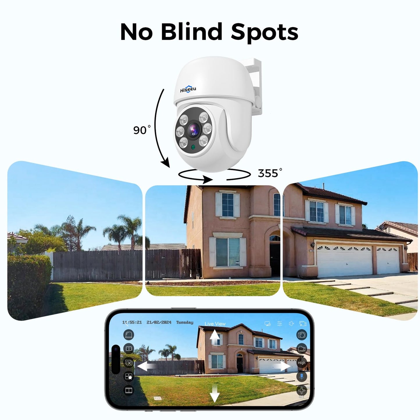 Hiseeu 3K Outdoor Wired Security Camera System with 8CH 5MP DVR,8 x 5MP PTZ CCTV Cameras,360°Coverage,Smart Dual Light & Audio,Person/Vehicle Detection,3TB HDD,100ft Night Vision,24/7 Recording