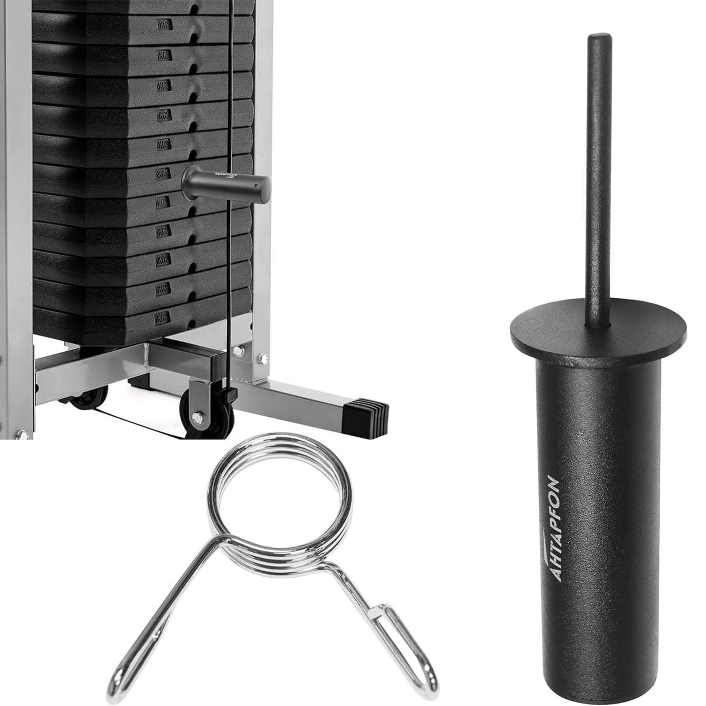 AHTAPFON Weight Stack Pin with 1 x Spring Collar,Weight Extender Pin,Fits Add 2" Weight Plates for Cable Machine,Fitness Equipment for Home Gym (8×110mm-150mm-Rod)
