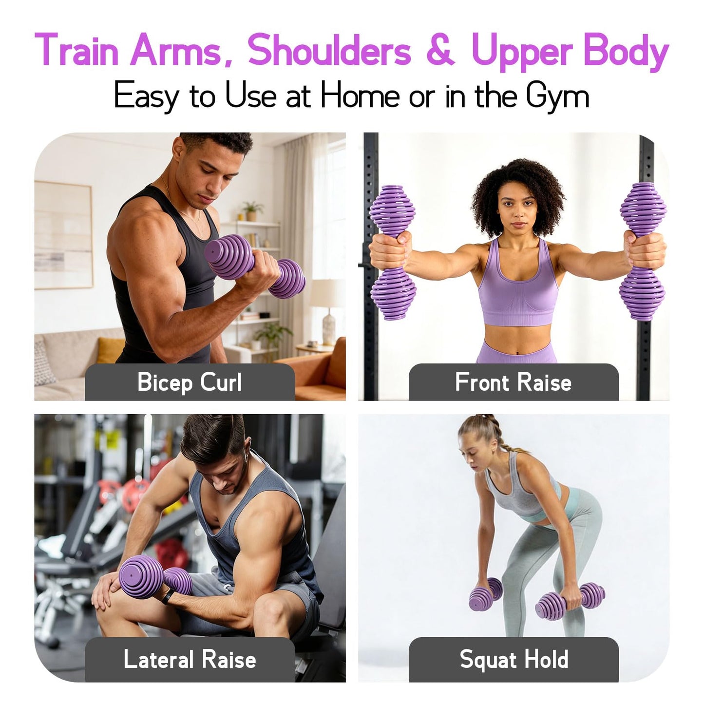 WITSPARKLLE Hand Weights Set of 2, 5.5 lb Dumbbells for Women, Solid Steel Core Spring Dumbbell Set, Non-Slip Free Weights for Pilates, Home Gym, Arm Workouts and Strength Training, Purple