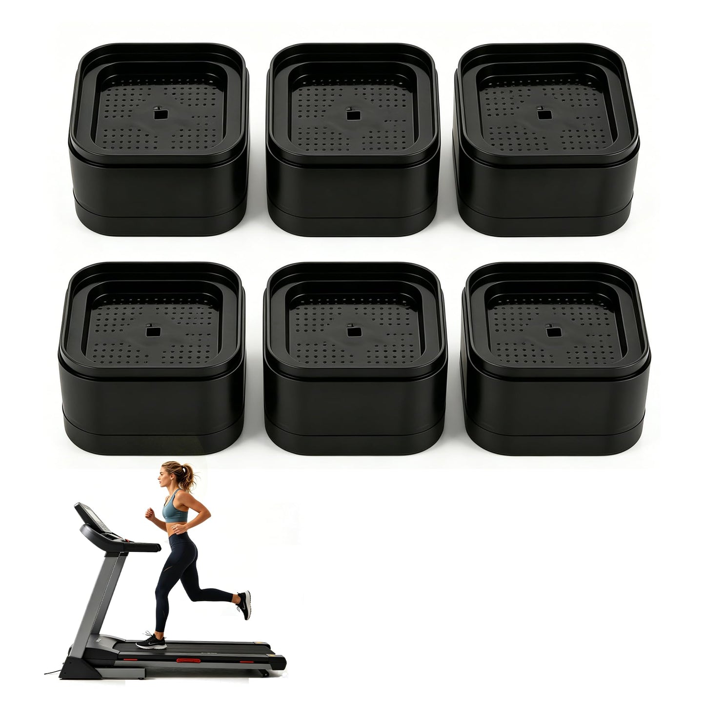 Fojcwil 6PCS Treadmill Incline Riser Blocks, Walking Pad Incline Blocks for Home Gym, Adjustable Stackable Leveling Non-Slip Risers for Running/Walking Machine to Simulate Uphill Training