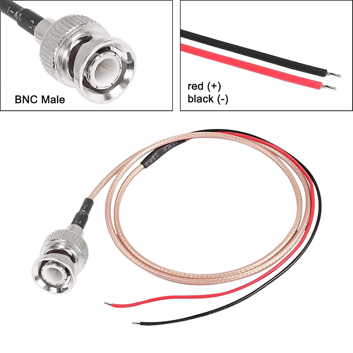 RG316 -0.8M/2.6FT 2PCS XMSJSIY BNC Pigtail Cable Bare Wire Coaxial Coax Antenna Open End Connector Adapter Extension