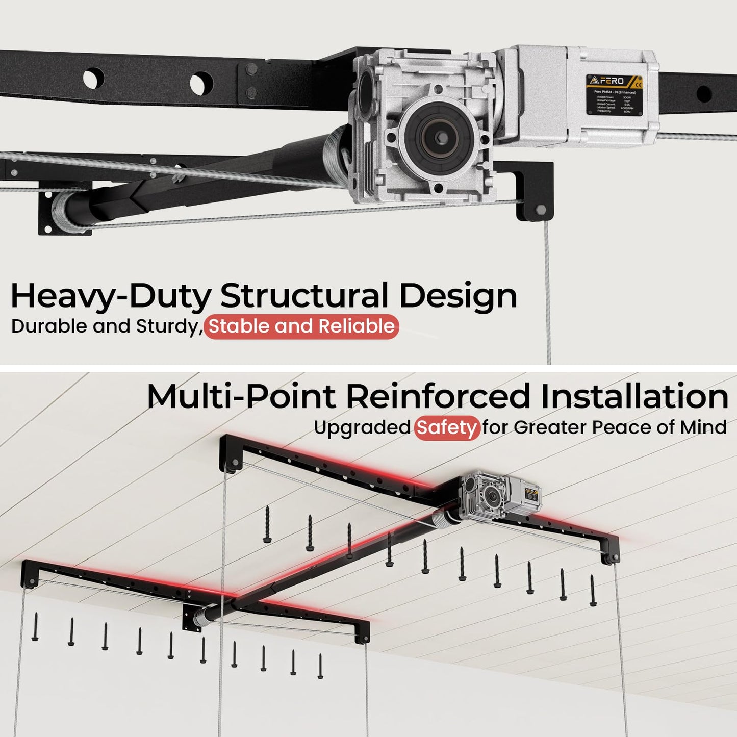 KOKORACKER Motorized Garage Ceiling Storage Racks with Remote Control, 4x4 FT Overhead Garage Storage Rack, Heavy-Duty Lift Storage System, Space-Saving Hanging Shelves, 250 Lbs Capacity