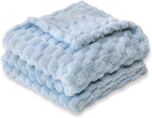 HOMRITAR Baby Blanket - Soft Fluffy Fleece for Nursery | Cozy 3D Jacquard Design, 30 x 40 Inch, Blue
