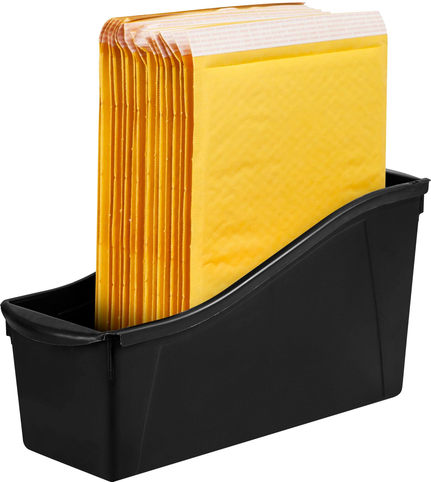 Storex Large Book Bin - Interlocking Plastic Organizer for Home, Office, and Work Space - Black, 6-Pack (70109C06C)