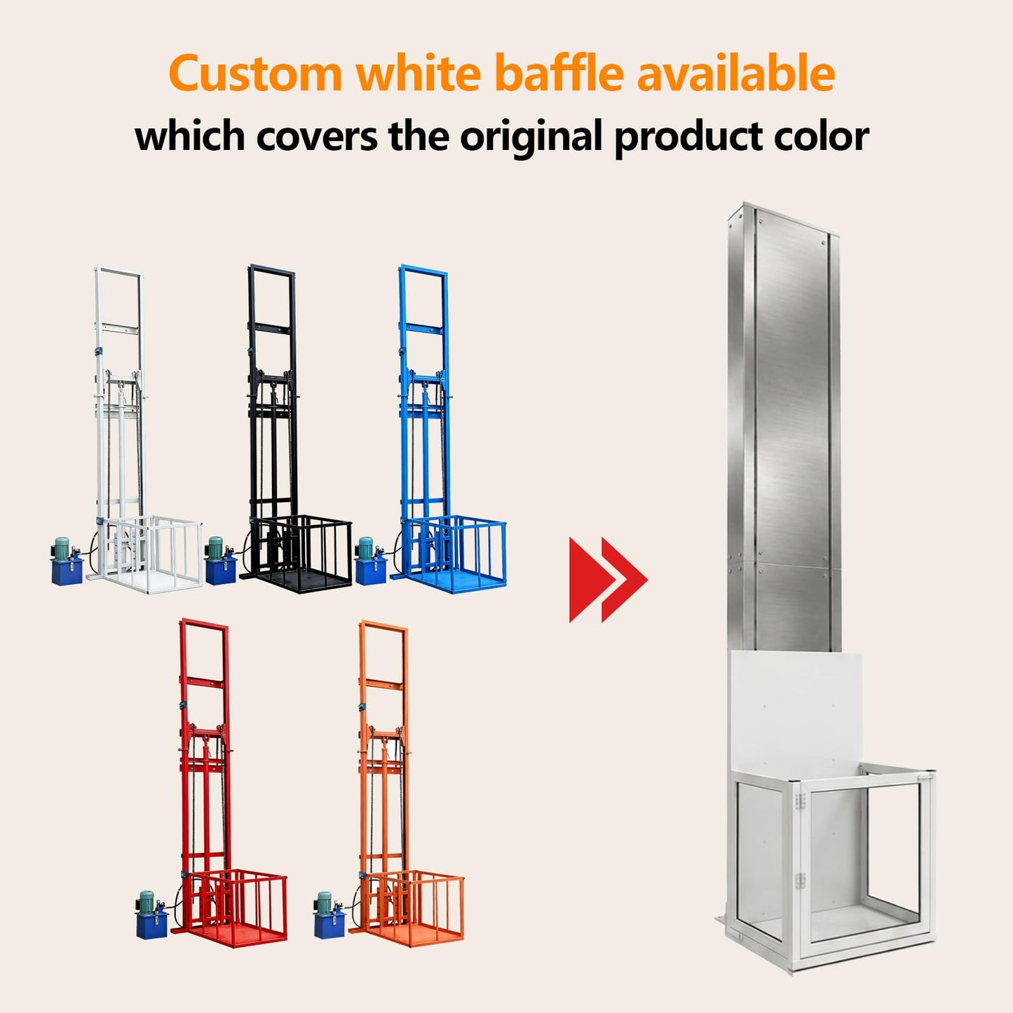 2200lbs Capacity Electric Hydraulic Lift Platform, Customizable Cargo Elevator for Home, Warehouse & Factory, Heavy Duty Rail Hoist Freight Lift with Remote Control
