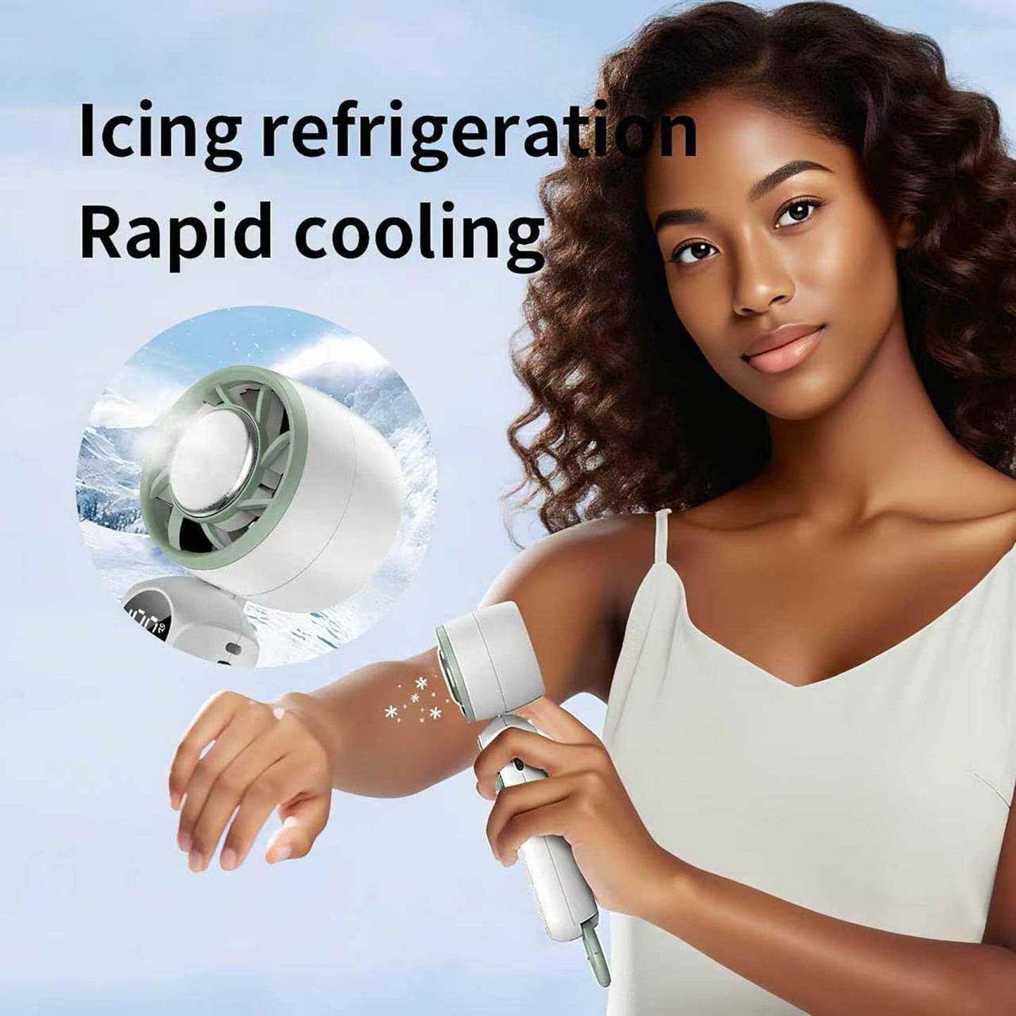 Skiennix Handheld Mini Fan - Portable Rechargeable Turbo Fan with Adjustable Speed & Ice Cooler