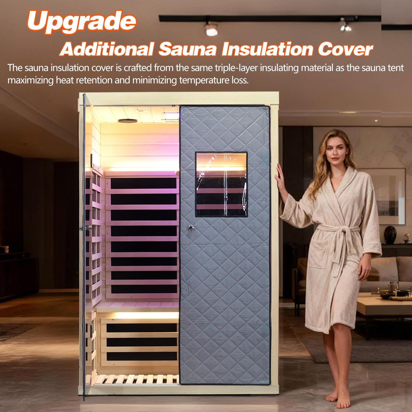 Smart Infrared Sauna 2 Person, 0-5mg Low Emf Far Infrared Sauna for Home, 1780w Indoor Sauna Room with APP & LCD Panel Control , Chromatherapy Light, Bluetooth Speaker, Insulation Cover, Reading Light