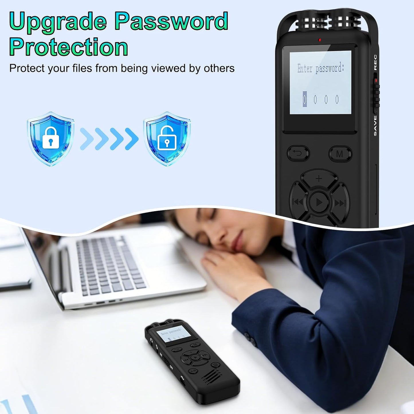 Cebkit 64GB Repeat,Mp3 Digital Voice Recorder with Playback,Audio Recording Device,Voice Activated Recorder with Noise
