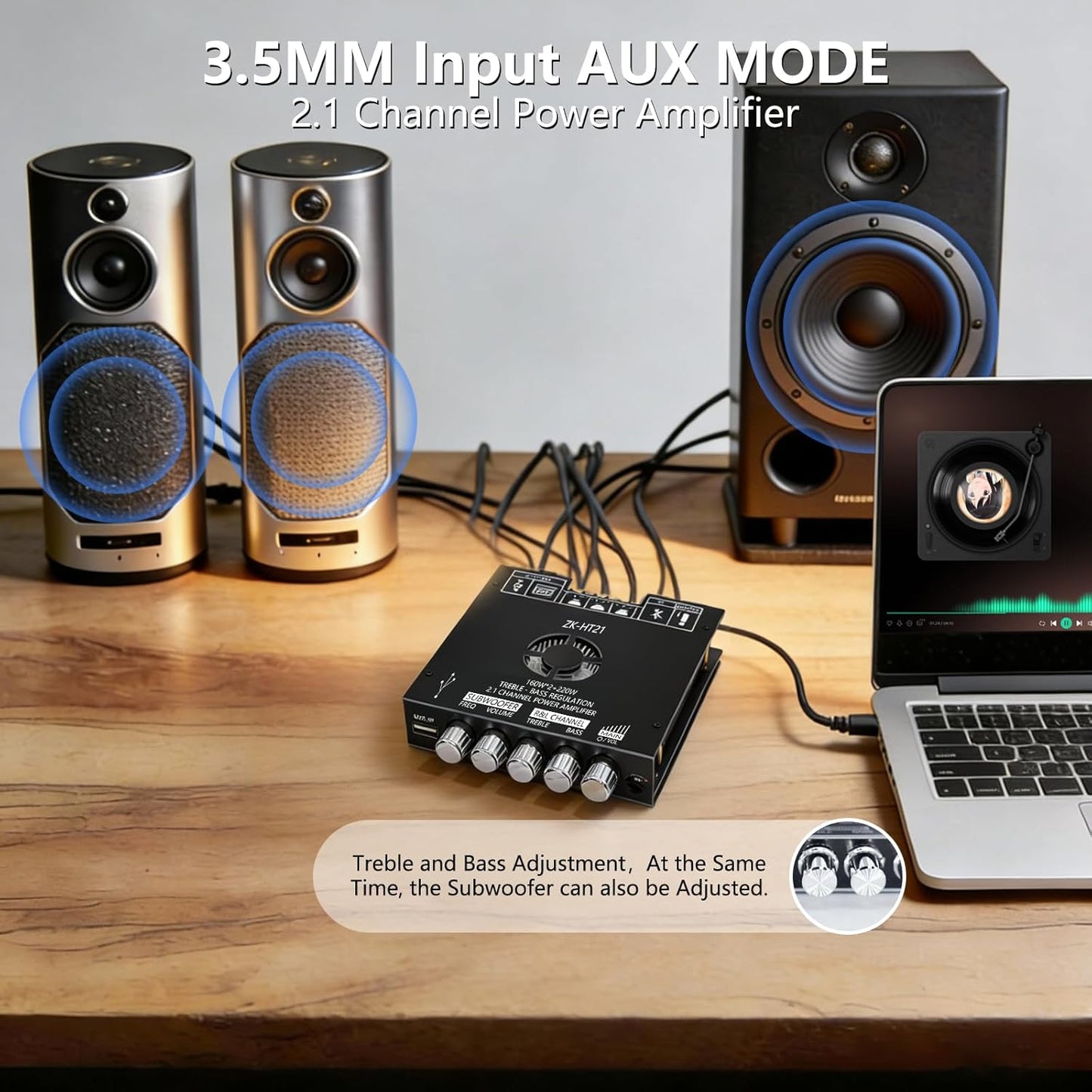 Sigllr 5.1 Board,540W 2.1 Bluetooth Audio Amplifier HiFi Channel Mini Subwoofer Power Amp Module with Treble & Bass