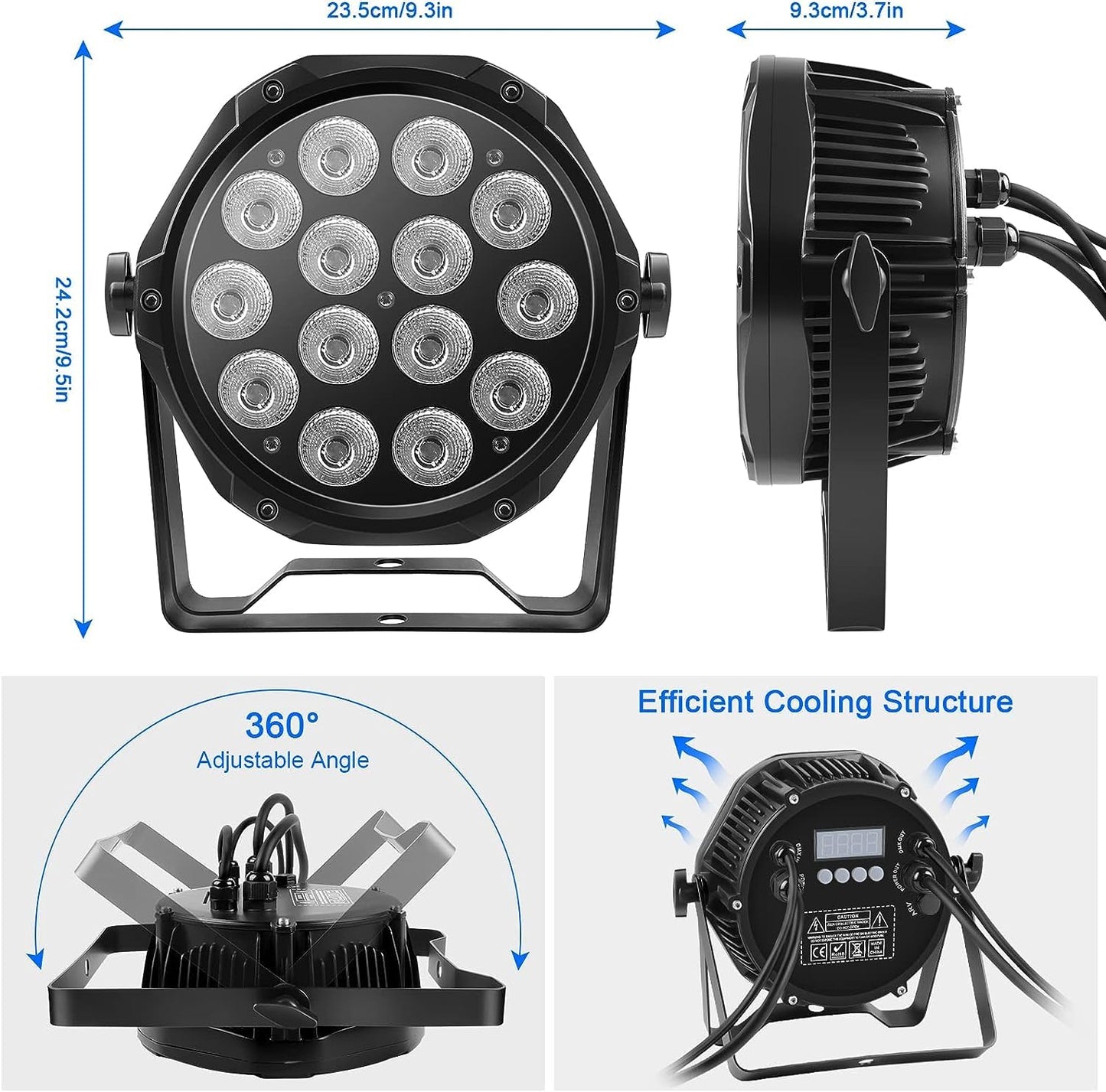 14LED Par Lights, Outdoor Waterproof Par Can Light, RGBW 4in1 Stage Light, 210W DMX Control Wash Uplight Strobe Effect for Events, Stage, Wedding, Church, Party, Garden, Building (4 Packs)