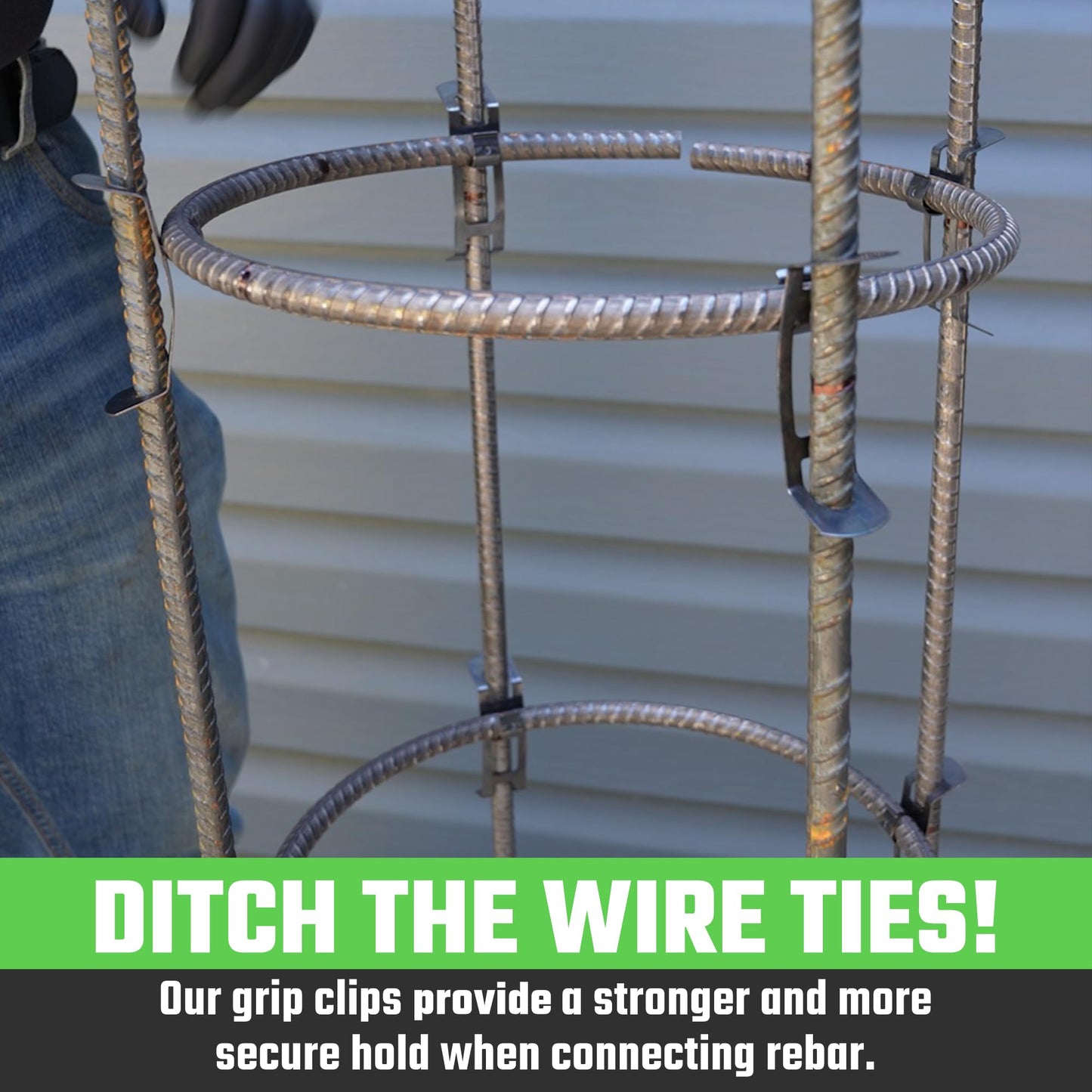 Badger Grip Clip - No Concrete Rebar Wire Ties Needed – Adjustable Rebar Connector for Faster Reinforcement Assembly – Ideal for Cages, Piers, Columns, Foundations, Floors, and Walls - 250 Count