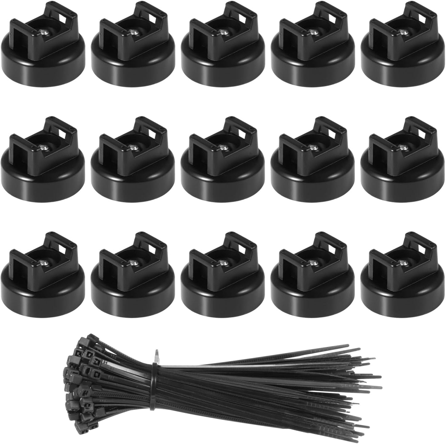 20mm, 15 Pack 50 Magnetic Zip Tie Mounts Cable Tie Mount Bases with Zip Ties, Heavy Duty Cable Clips for Wire