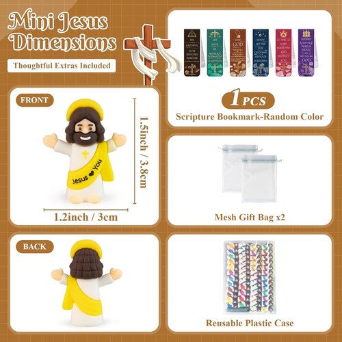 Little Jesus Figures 30 Pack - Mini Jesus Loves You Figurines for Religious Giveaways & Easter Gifts