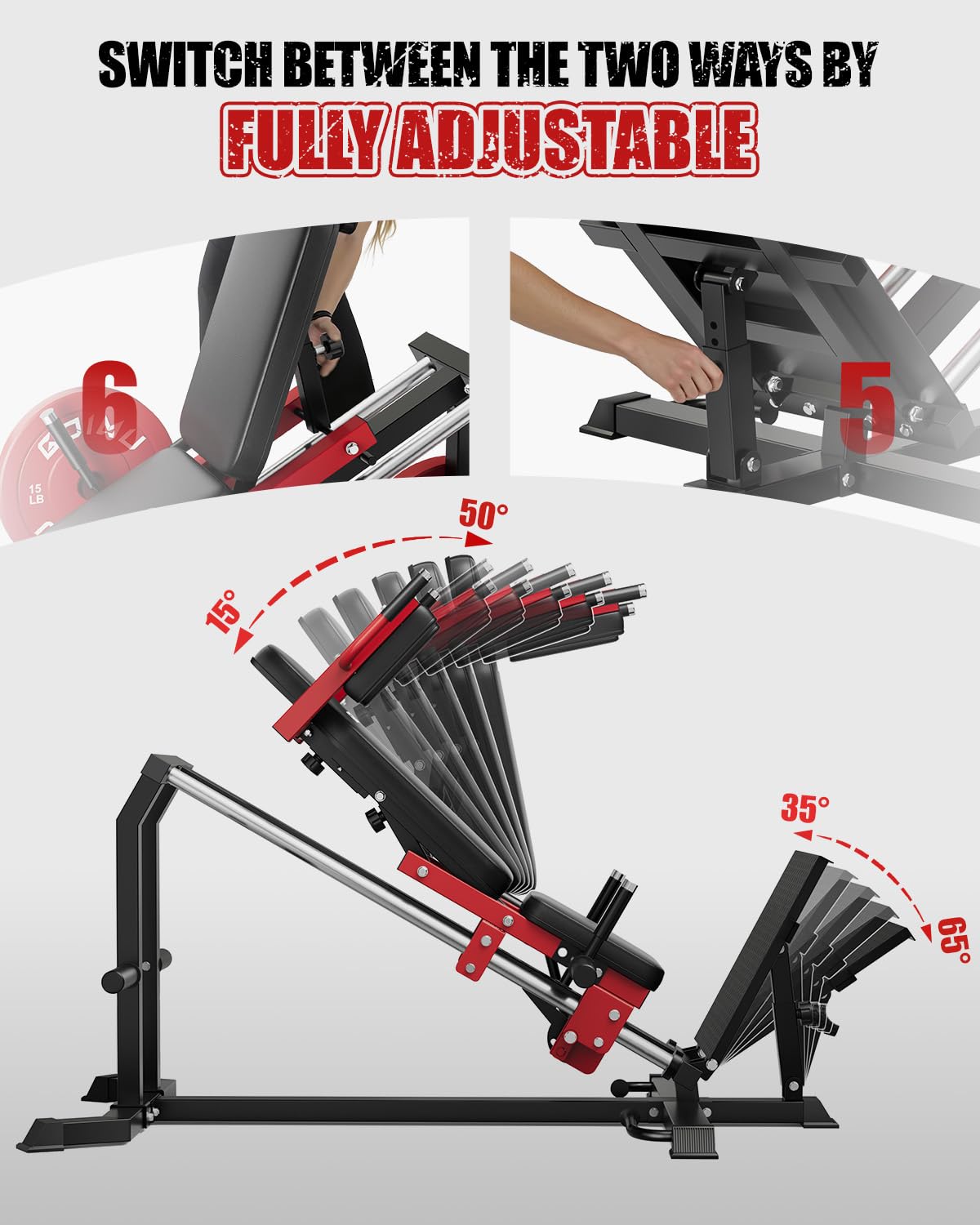 GOIMU L5 Leg Press Hack Squat Machine, 30-Degree Leg Press Machine for Home Gym, Compact Hack Squat Machine with Removable Shoulder Pad, Lower Body Workout Equipment