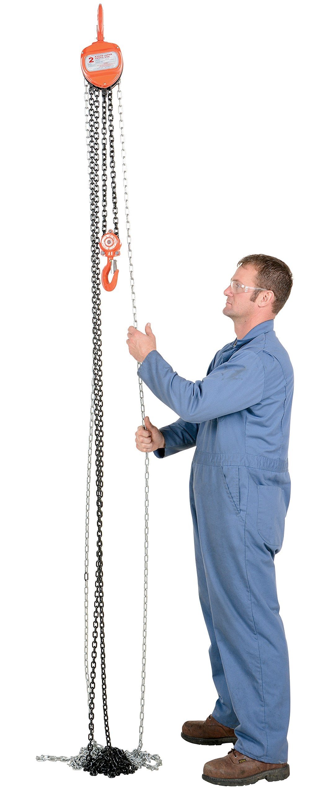 Vestil HCH-4-15 Steel Manual Chain Hoist 15 Ft. Lift 4,000 Lb. Capacity Orange